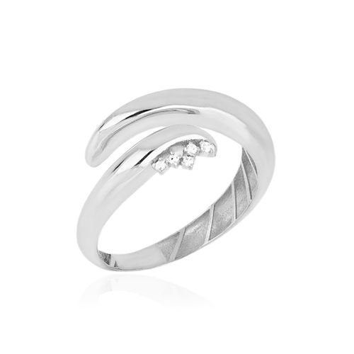 Anel Eixo M de Ouro Branco 18k com Diamantes