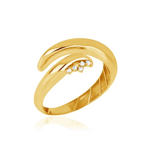 Anel Eixo M de Ouro Amarelo 18k com Diamantes