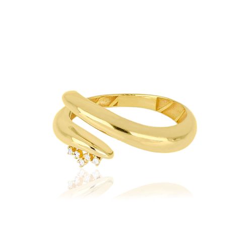 Anel Eixo M de Ouro Amarelo 18k com Diamantes