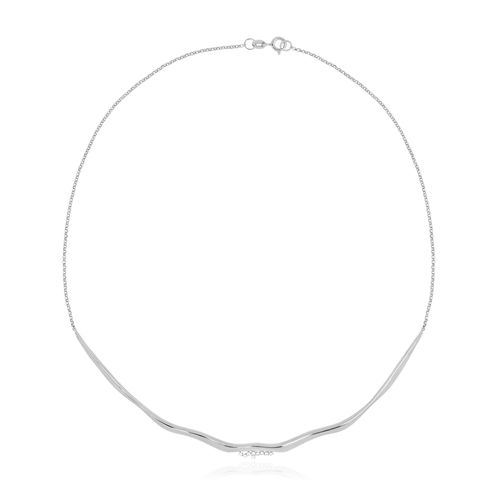 Colar Eixo M de Ouro Branco 18k com DIamantes