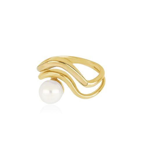 Anel Bela de Ouro Amarelo 18k com Pérola