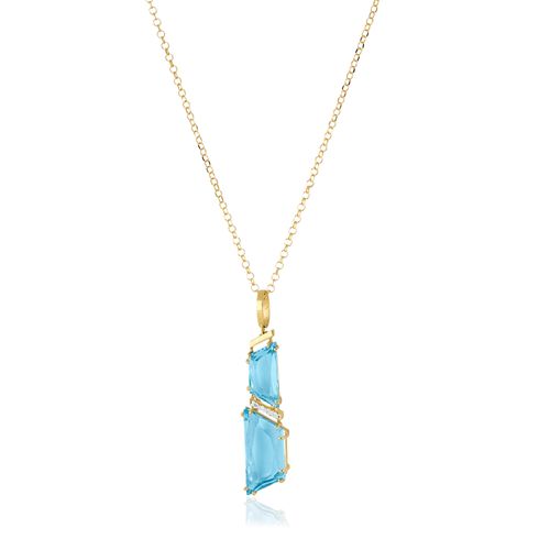 Colar Musa P de Ouro Amarelo 18k com Topázios Sky e Diamantes