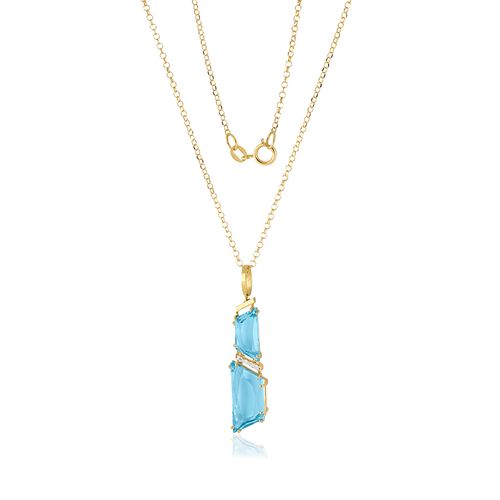Colar Musa P de Ouro Amarelo 18k com Topázios Sky e Diamantes