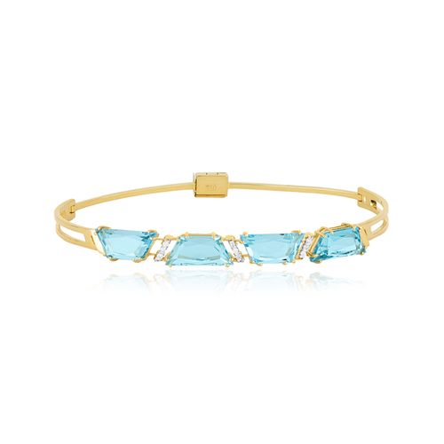 Pulseira Musa de Ouro Amarelo 18k com Topázios Sky e Diamantes