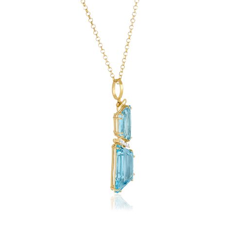 Pingente Musa de Ouro Amarelo 18k com Topázios Sky e Diamantes