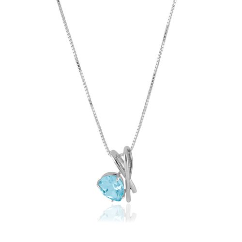 Colar Madalena de Ouro Branco 18k com Topázio Sky