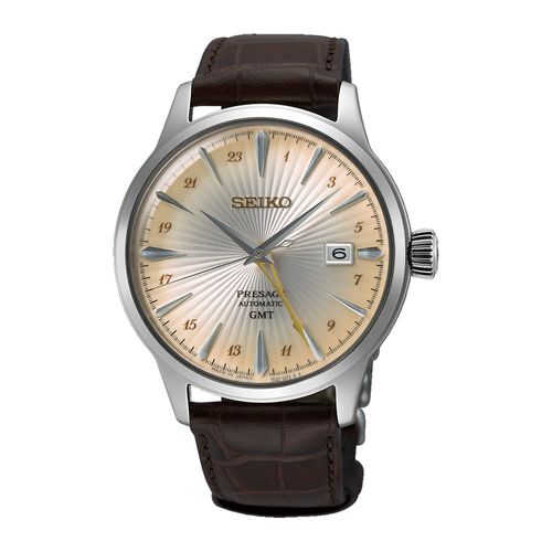 Relógio Seiko Presage Cocktail Time Masculino Couro Marrom