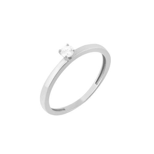 Anel Solitário de Ouro Branco 18k com Diamante de 20 Pontos