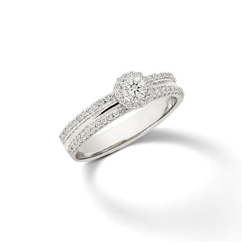 Anel Solitário Luz de Ouro Branco 18k com Diamante 15 Pontos