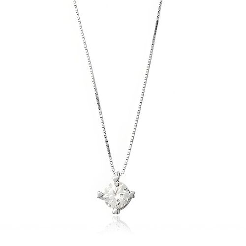 Colar Solitário Heart de Ouro Branco 18k com Diamante 50 Pontos
