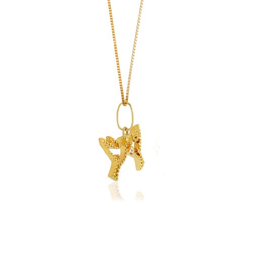 Pingente Pombinhos de Ouro Amarelo 18k com Diamante