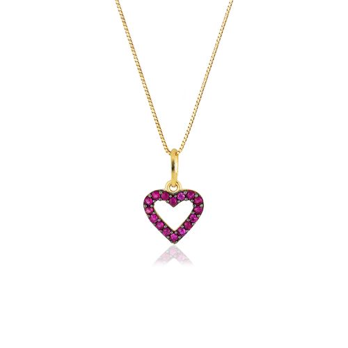 Pingente Coração de Ouro Amarelo 18k com Rubis