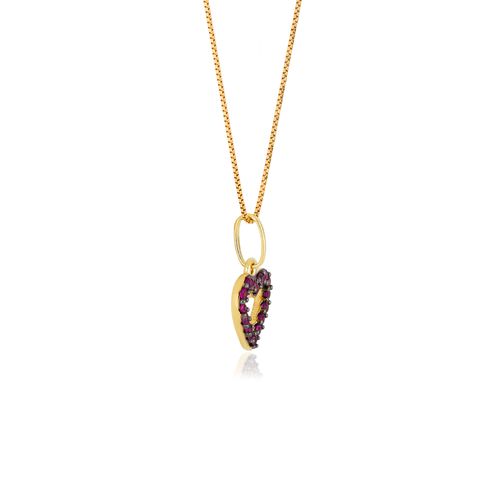 Pingente Coração de Ouro Amarelo 18k com Rubis
