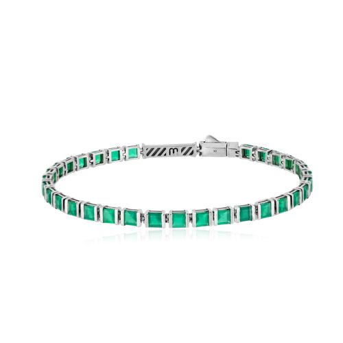 Pulseira Raiz de Prata 925 com Ágata Verde (YOU MEN by Maxior)