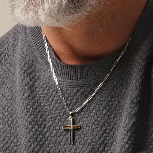 Colar Signs Cruz de Prata 925 e Ouro 18k (YOU MEN by Maxior)
