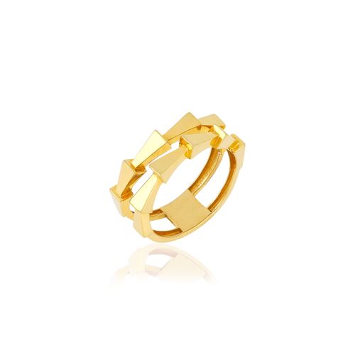 Anel Trapézio Duplo de Ouro Amarelo18k