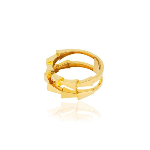 Anel Trapézio Duplo de Ouro Amarelo18k