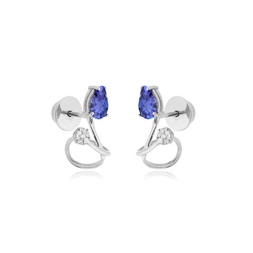 Brincos Céu Ouro Branco 18k com Tanzanita e Diamantes