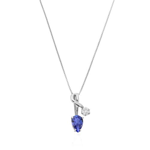Colar Céu Ouro Branco 18k com Tanzanita e Diamantes