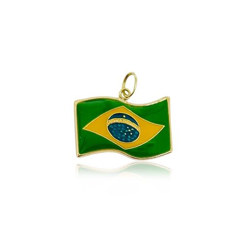 Pingente Bandeira do Brasil em Ouro Amarelo 18k