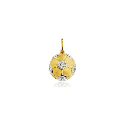 Pingente Bola Futebol de Ouro Amarelo 18k com Diamantes