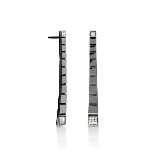 Brincos Annunciata Luce de Ouro Negro 18k com Diamantes