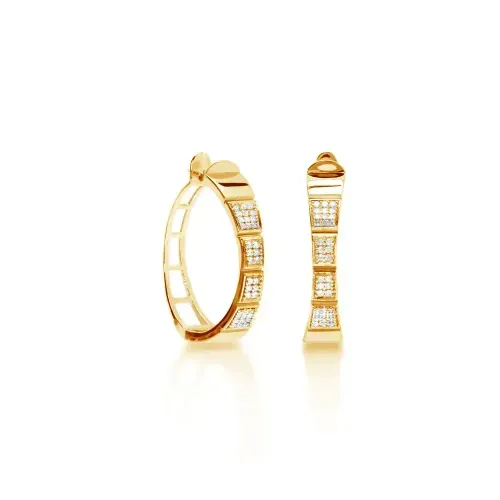 Brincos Argola Annunciata Luce de Ouro Amarelo 18k com Diamantes