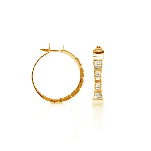 Brincos Argola Annunciata Luce de Ouro Amarelo 18k com Diamantes