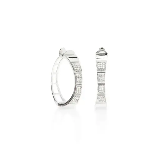Brincos Argola Annunciata Luce de Ouro Branco 18k com Diamantes