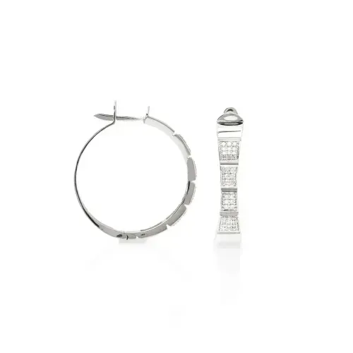 Brincos Argola Annunciata Luce de Ouro Branco 18k com Diamantes