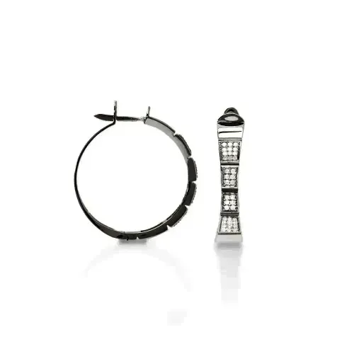 Brincos Argola Annunciata Luce de Ouro Negro 18k com Diamantes