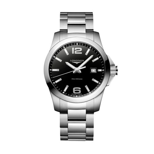 Relógio Longines Conquest  em Aço Inoxidável Preto 41  mm