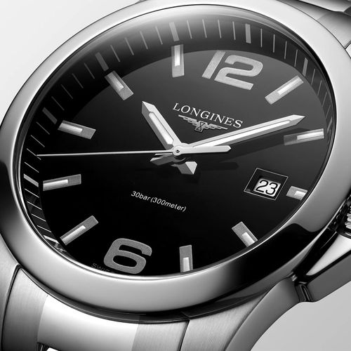 Relógio Longines Conquest  em Aço Inoxidável Preto 41  mm