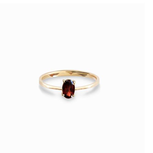 Anel infantil Rainbow de Ouro Amarelo 18k com granada