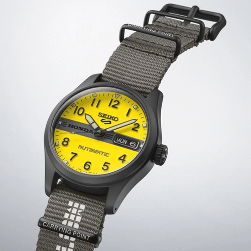 Relógio Seiko 5 Sports Field Honda Motocompo Masculino 36mm Amarelo