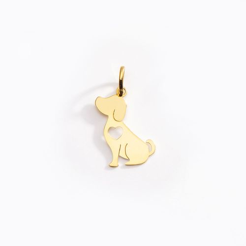 Pingente Cachorro Coração de Ouro Amarelo 18k