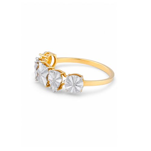 Anel Rosetas de Ouro Amarelo 18k com Diamantes