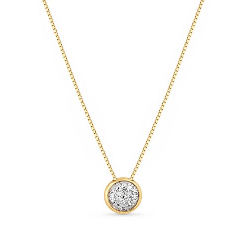 Colar Pavê  Redondo de Ouro Amarelo 18k com Diamantes