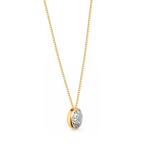 Colar Pavê  Redondo de Ouro Amarelo 18k com Diamantes
