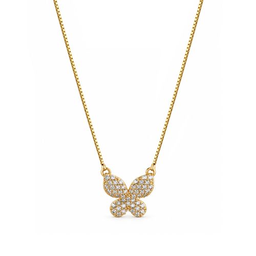 Colar Borboleta de Ouro Amarelo 18k com Diamantes