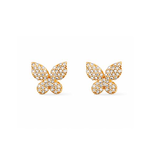Brincos Borboleta de Ouro Amarelo 18k com Diamantes