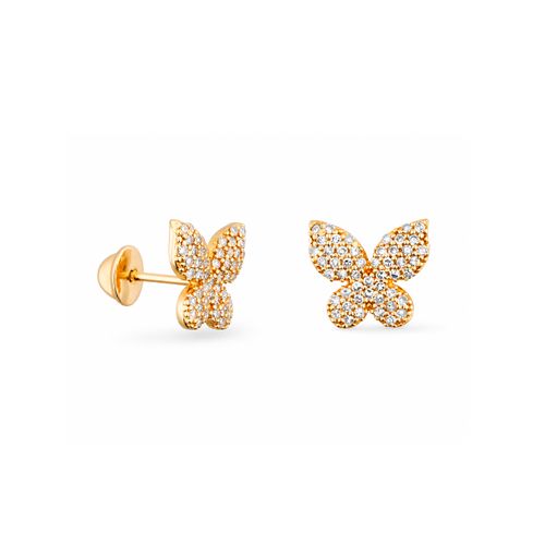 Brincos Borboleta de Ouro Amarelo 18k com Diamantes