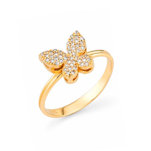 Anel Borboleta de Ouro Amarelo 18k com Diamantes