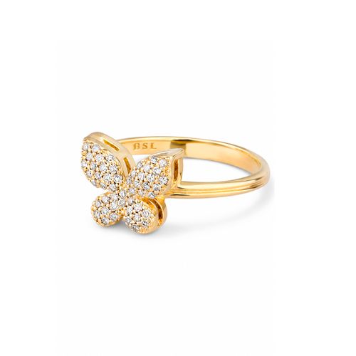 Anel Borboleta de Ouro Amarelo 18k com Diamantes