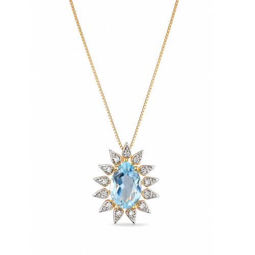 Colar Promessa de Ouro Amarelo 18k com Topázio e Diamantes