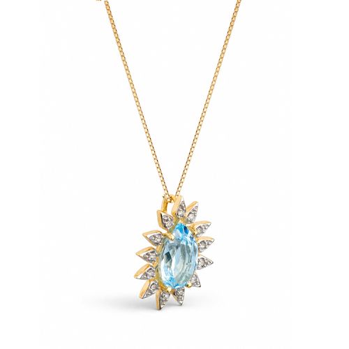 Colar Promessa de Ouro Amarelo 18k com Topázio e Diamantes