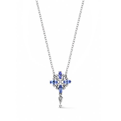 Colar Nasrid de Ouro Branco 18k com Tanzanitas e Diamantes
