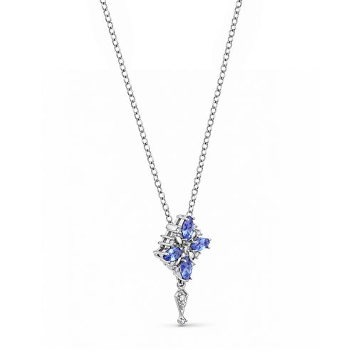 Colar Nasrid de Ouro Branco 18k com Tanzanitas e Diamantes