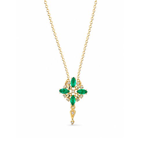 Colar Nasrid em Ouro Amarelo 18k com Esmeraldas e Diamantes