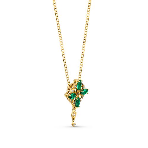 Colar Nasrid em Ouro Amarelo 18k com Esmeraldas e Diamantes